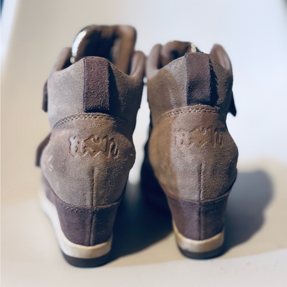 Brown Wedge Sneakers with Velcro Straps - Picture 2 of 4